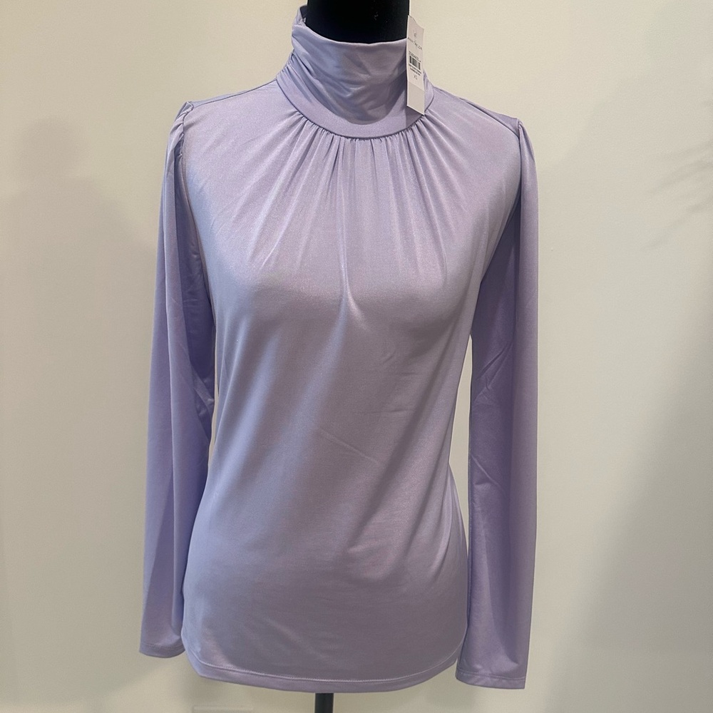Ann Taylor Lilac Mock Neck Long Sleeve Top | Size XS